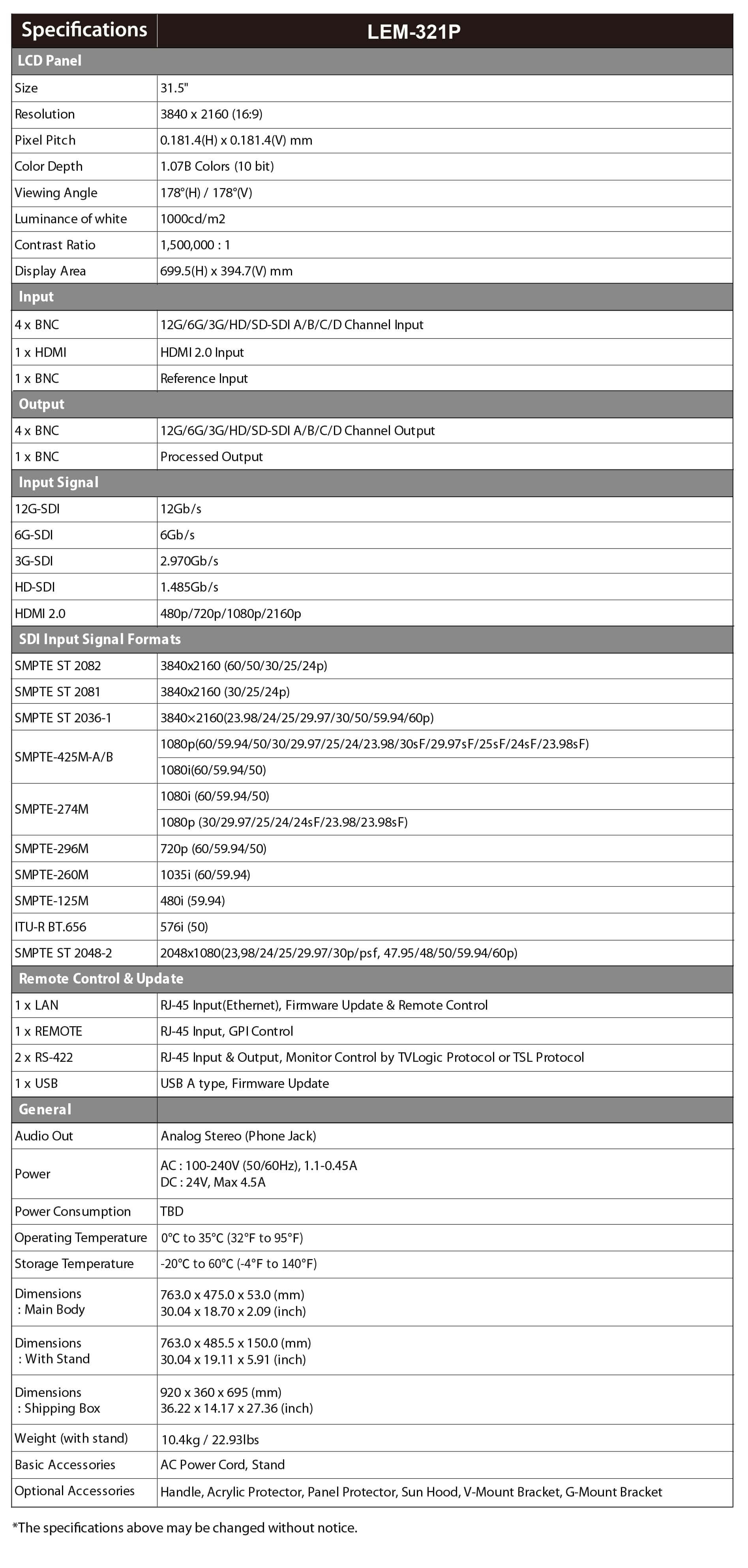 LEM-321P Spec Specification