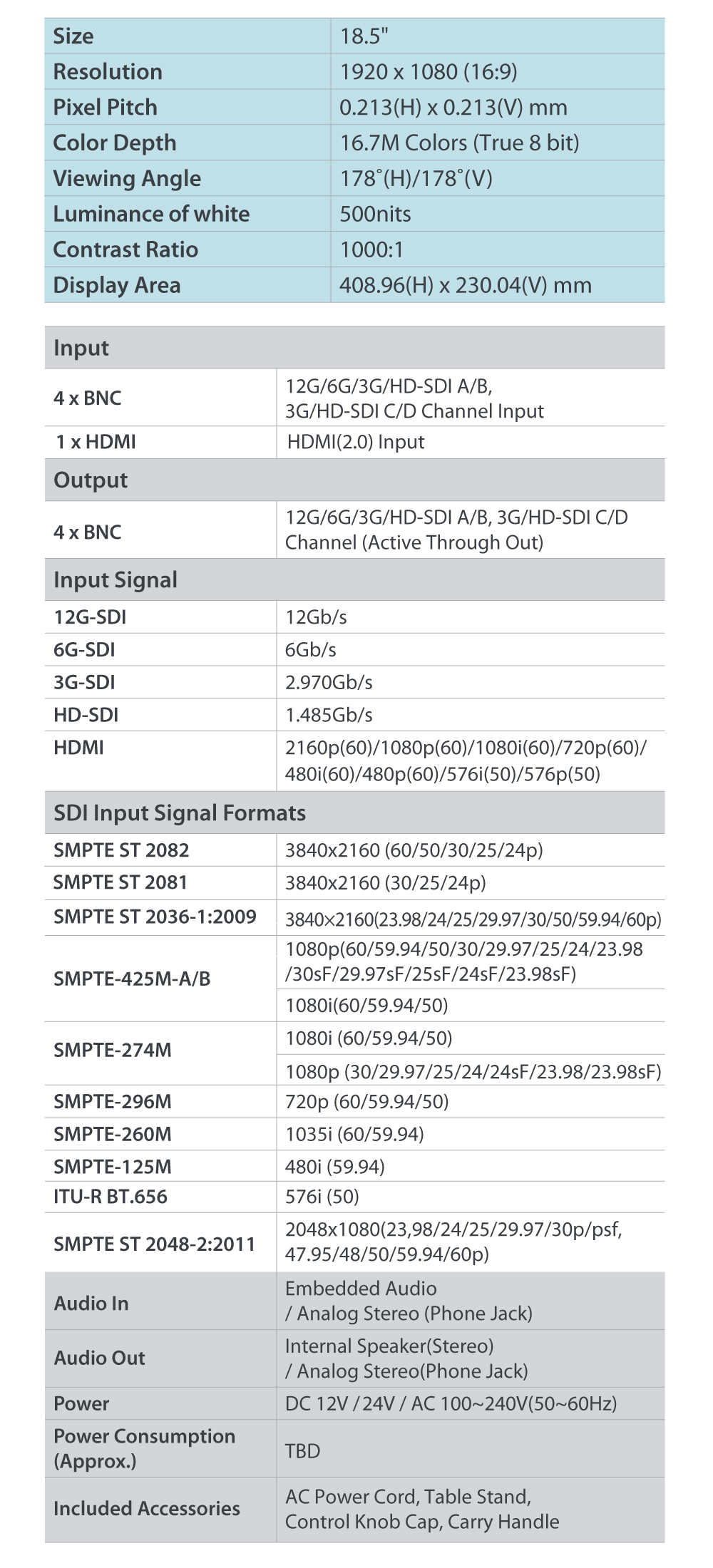 LUM-181G Specification