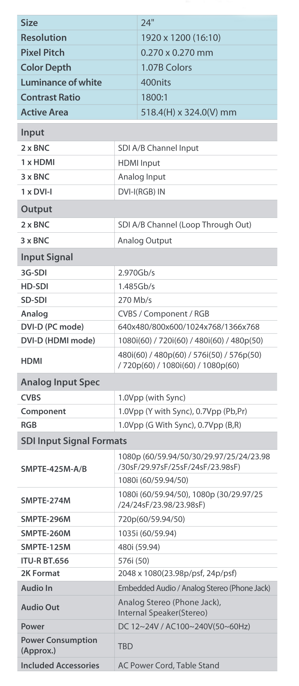 LVM-242S Specification